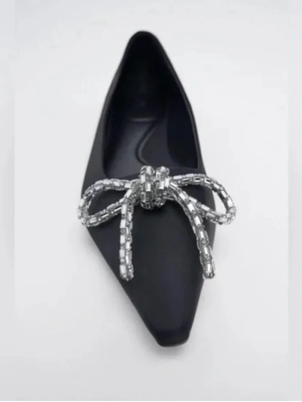 Zara Ballet Flats Decorated With Bow Black flats  size 10 brand new